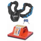 Oxford hardcore xl security chain and red alert ground anchor, thatcham approved package deal